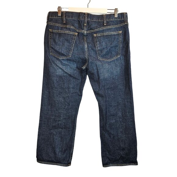 Old Navy Mens Straight Fit Jeans Size 38x30 Dark Wash Denim Comfortable Classic - Picture 2 of 11